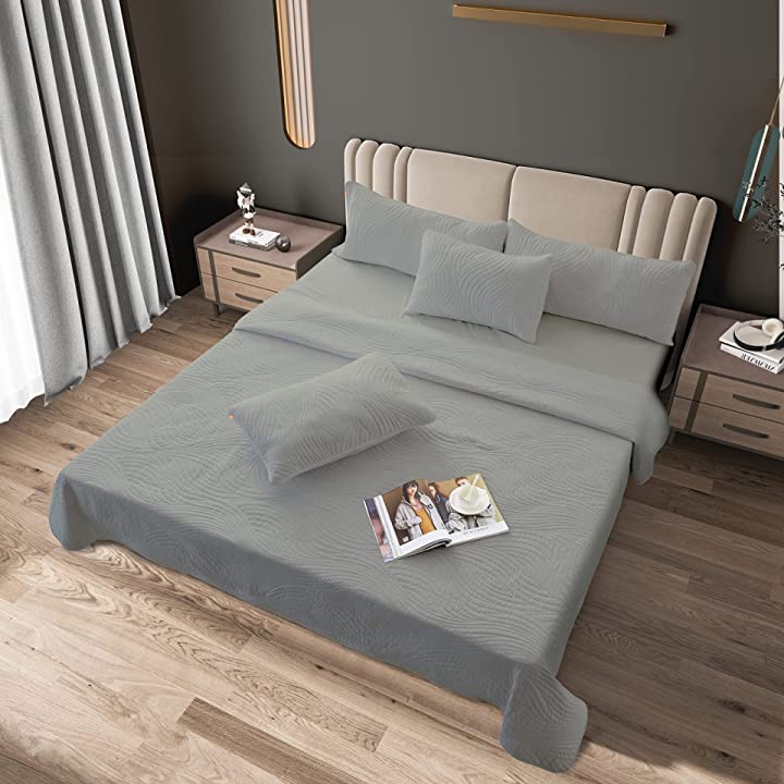 One Code All Season Lightweight Quilted Certified Recycled Microfiber Bedspread Coverlet Set with Pillow Sham