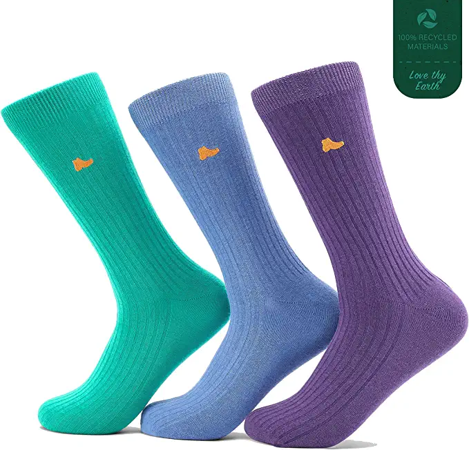ONE CODE Recycled Cotton Colorful Dress Socks with Gift Box, 3-Pack